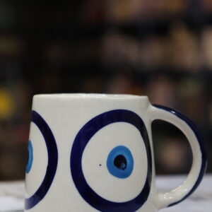 Handcrafted Evil Eye Ceramic Mug – Blue & White