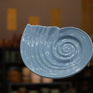Handcrafted Blue Shell Shape Ceramic Platter