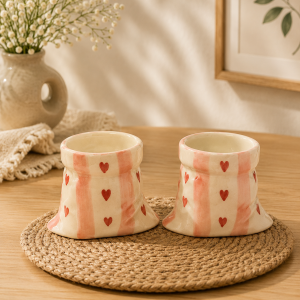 Pink Heart Espresso Cups (Set of 2)
