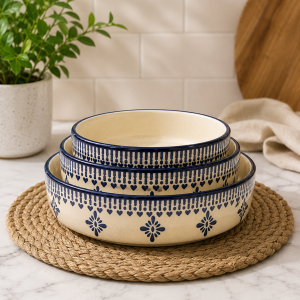 Blue Pattern Serving Bowl Set