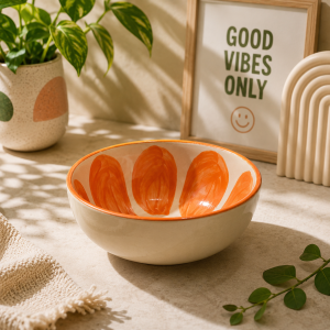 Orange Pattern Ceramic Bowl